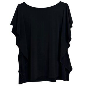 Liz Claiborne Black Sleeveless Ruffle Side Blouse | Womens XL